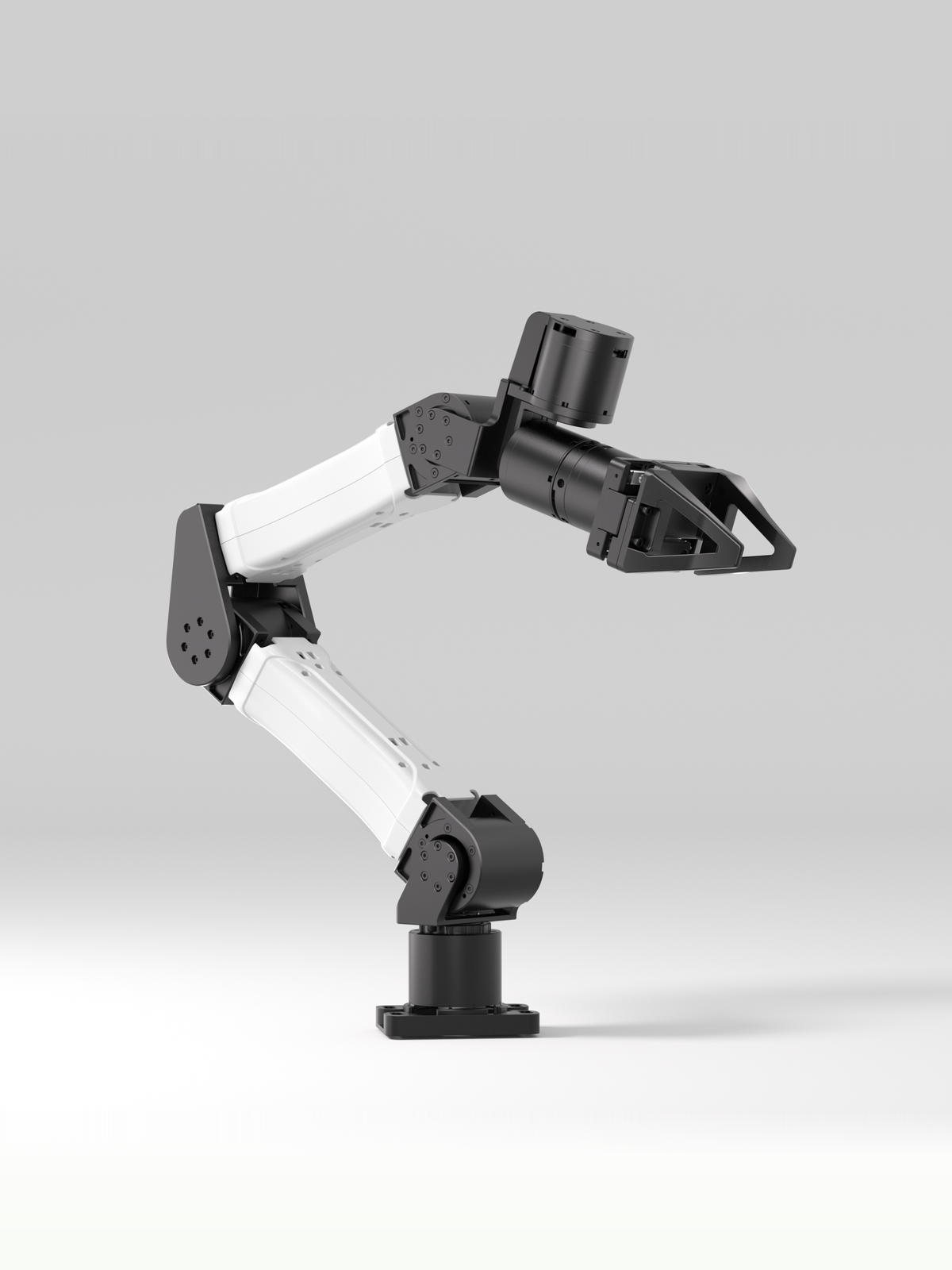 Full view of the YAM robot arm, including its base, joints, and gripper
